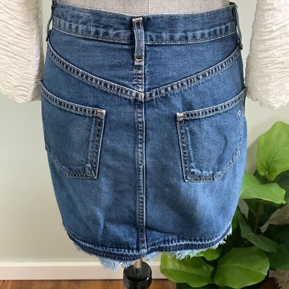 rag & bone Distressed Style Fringed Medium Wash Denim Skirt W1B2K273FRI Size 27 - Picture 4 of 17